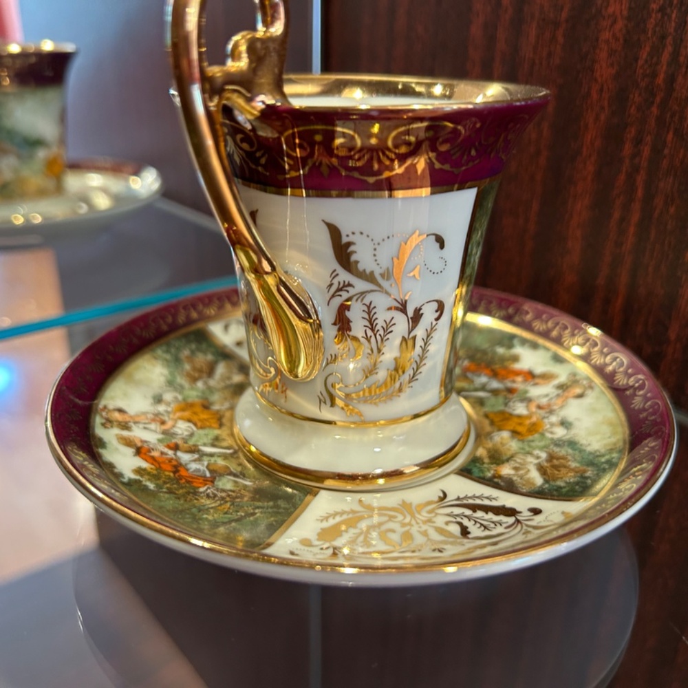 KPM Porcelain Coffee Cup and Saucer Courting Scene - Picture 4 of 12